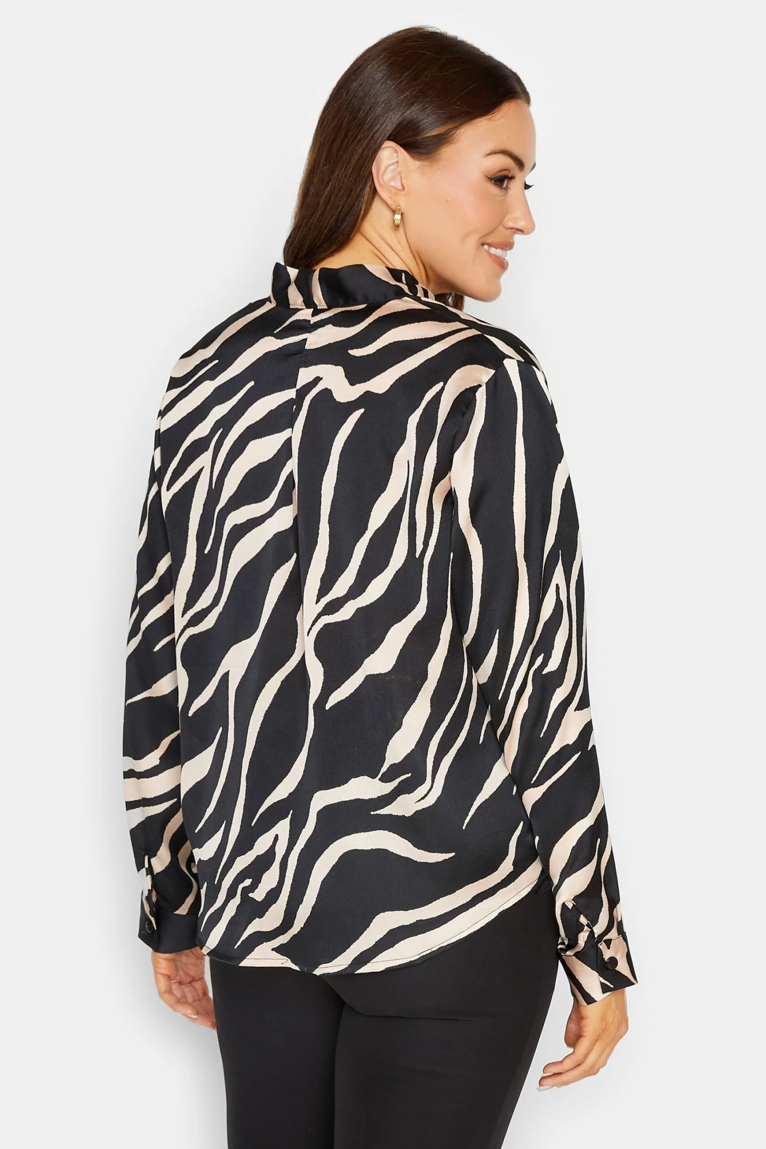 M&Co Black Zebra Print Wrap Front Blouse 3 M&Co Black Zebra Print Wrap Front Blouse - Image 3