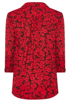 M&Co Red Floral Half Placket Jersey Shirt -M&Co Sales Store 009922bf f325 41 550524 Y scaled