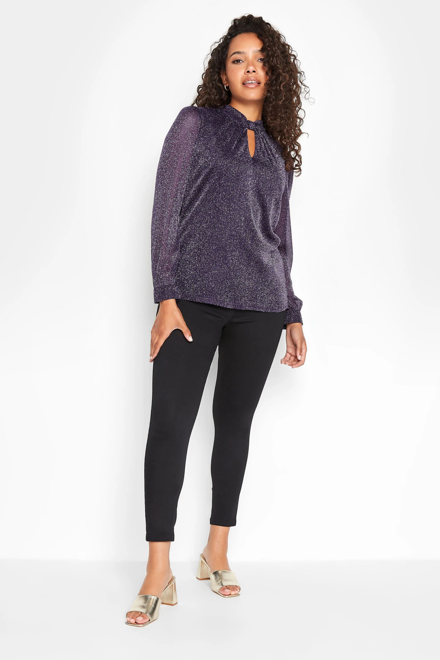 M&Co Purple Shimmer Keyhole Blouse 2 M&Co Purple Shimmer Keyhole Blouse - Image 2