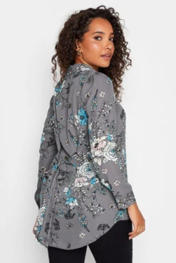 M&Co Grey Floral Print Tie Shirt 9 M&Co Grey Floral Print Tie Shirt -M&Co Sales Store 02acbc69 b7d6 4b 550060 C scaled