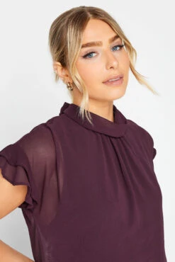 M&Co Dark Purple High Neck Frill Sleeve Blouse 10 M&Co Dark Purple High Neck Frill Sleeve Blouse -M&Co Sales Store 03214027 a740 4e 550551 D scaled