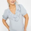 M&Co Light Blue Frill Front Blouse