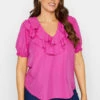 M&Co Bright Pink Frill Front Blouse