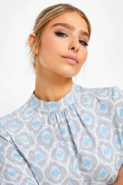 M&Co Blue Geometric Print High Neck Blouse -M&Co Sales Store 03e32a6c 9680 46 550588 D scaled