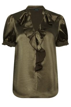 M&Co Khaki Green Frill Satin Blouse 12 M&Co Khaki Green Frill Satin Blouse -M&Co Sales Store 043dbc7d 8d55 45 550172 X scaled