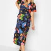 M&Co Black Floral Print Wrap Dress