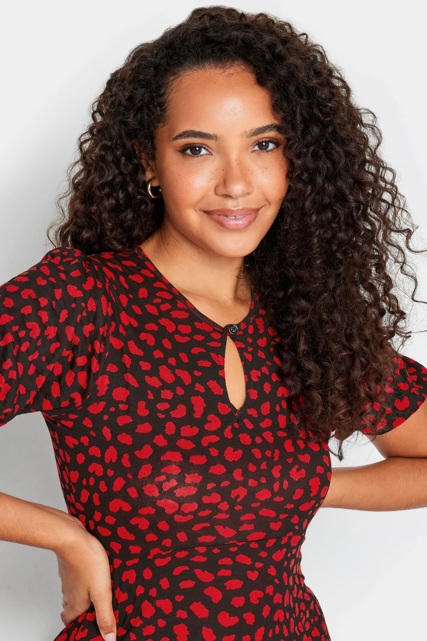 M&Co Red Animal Print Keyhole Maxi Dress 4 M&Co Red Animal Print Keyhole Maxi Dress - Image 4