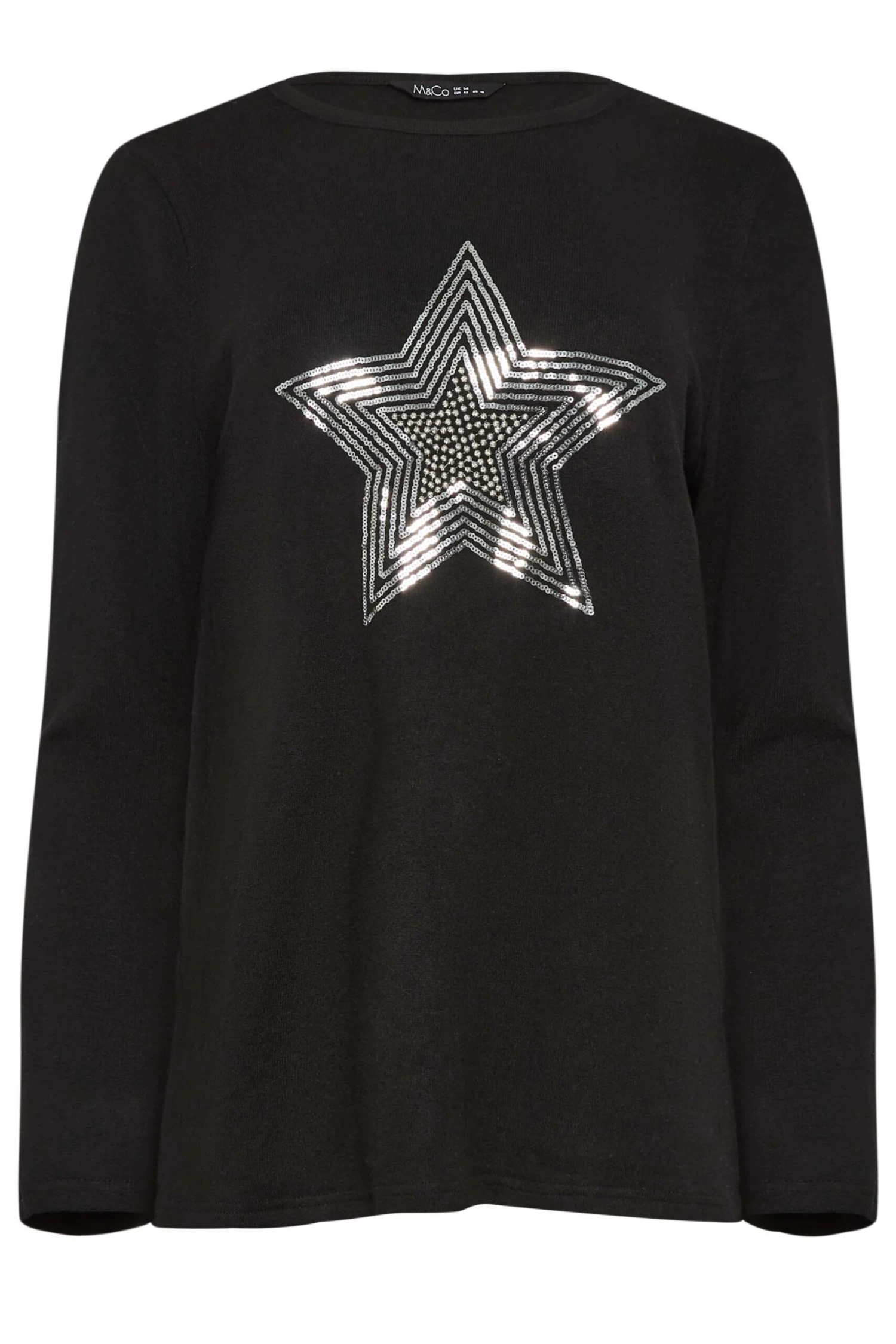 M&Co Black Sequin Star Soft Touch Jumper 6 M&Co Black Sequin Star Soft Touch Jumper - Image 6