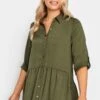 M&Co Khaki Green Frill Hem Shirt