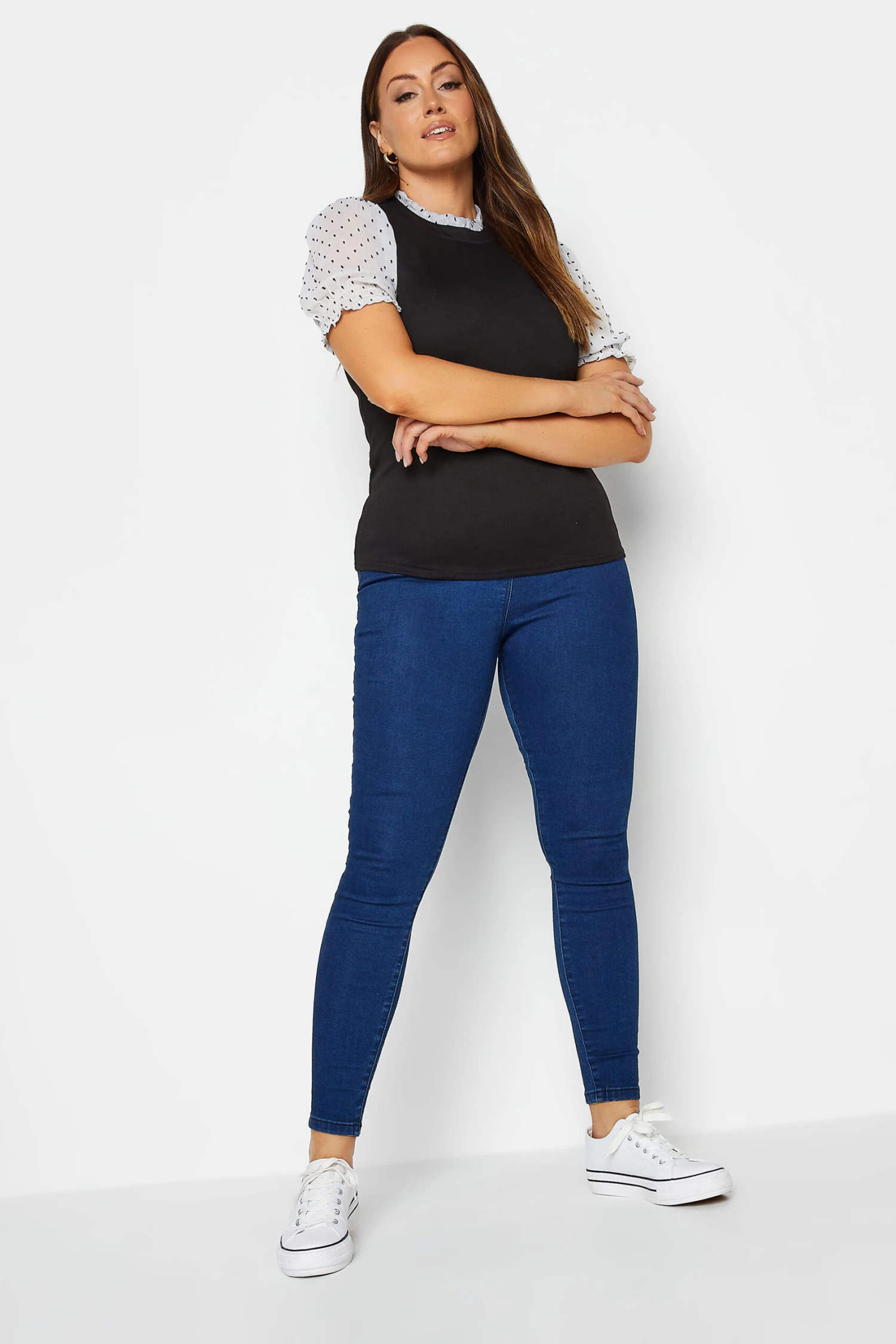 M&Co Black Dobby Sleeve Contrast Blouse 3 M&Co Black Dobby Sleeve Contrast Blouse - Image 3