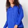 M&Co Cobalt Blue Button Through Tunic Shirt
