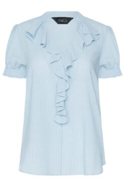 M&Co Blue Gingham Frill Front Blouse -M&Co Sales Store 0a4478ed 0e78 44 550177 X scaled