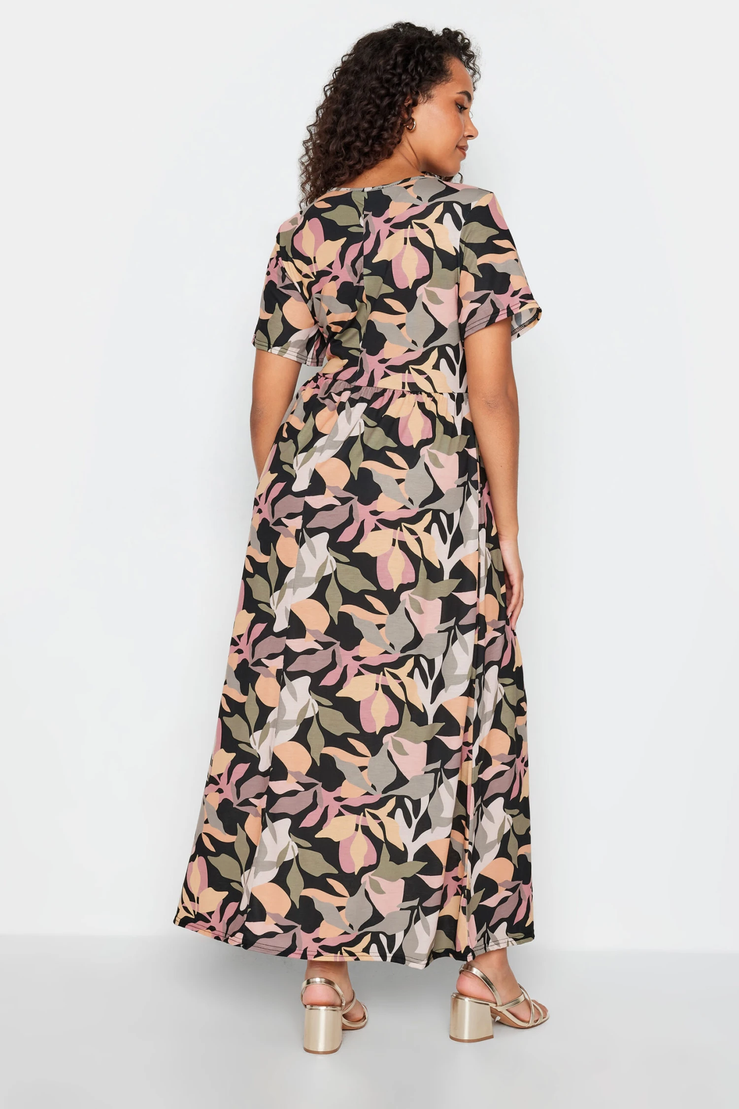 M&Co Black Tropical Print Maxi Dress 3 M&Co Black Tropical Print Maxi Dress - Image 3