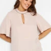 M&Co Pink Embellished Neck Keyhole Blouse