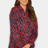 M&Co Red Zebra Print Long Sleeve Shirt