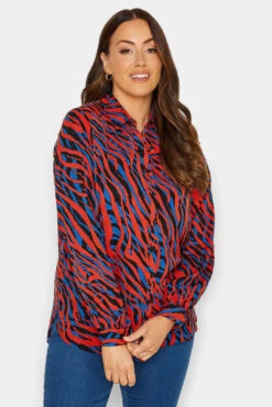 M&Co Red Zebra Print Long Sleeve Shirt