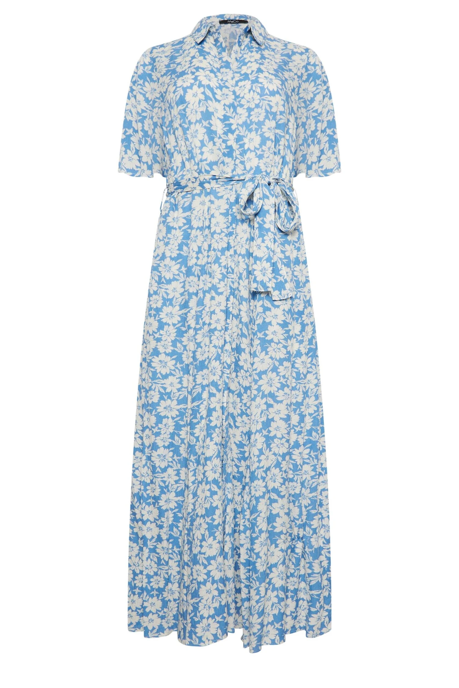 M&Co Light Blue Floral Print Maxi Shirt Dress 6 M&Co Light Blue Floral Print Maxi Shirt Dress - Image 6