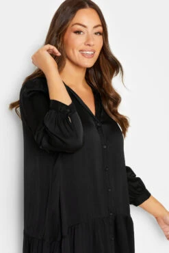 M&Co Black Satin Frill Hem Shirt -M&Co Sales Store 0dd58639 3f36 49 550439 D scaled