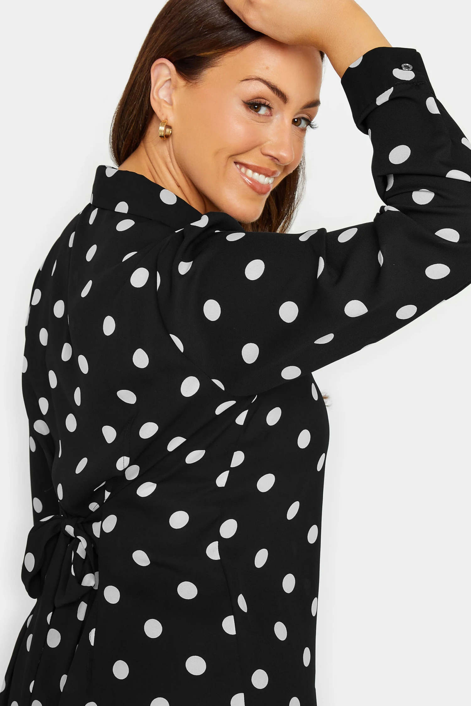 M&Co Black Polka Dot Tie Belt Shirt 5 M&Co Black Polka Dot Tie Belt Shirt - Image 5