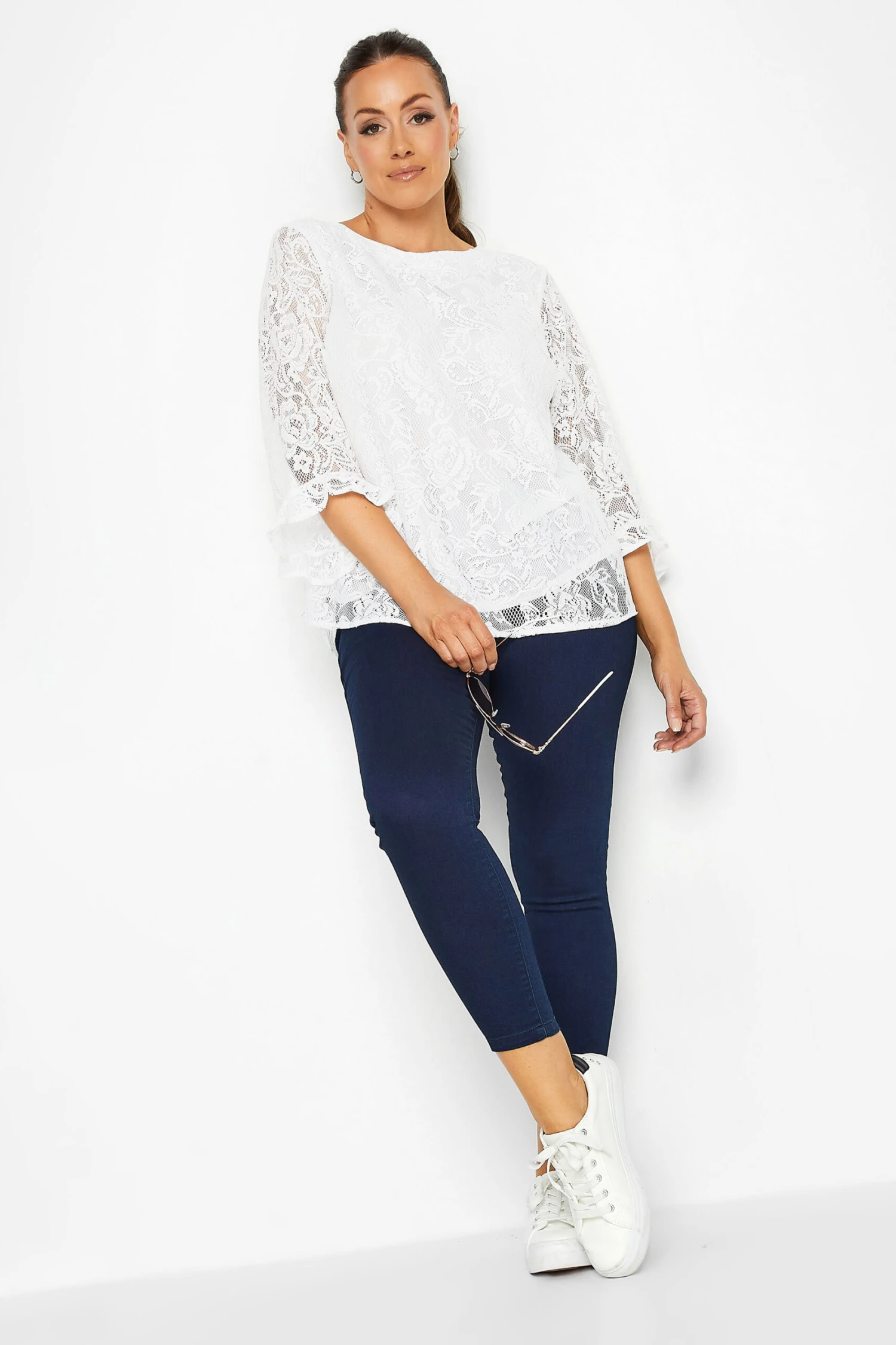 M&Co White Lace Frill Sleeve Top 2 M&Co White Lace Frill Sleeve Top - Image 2