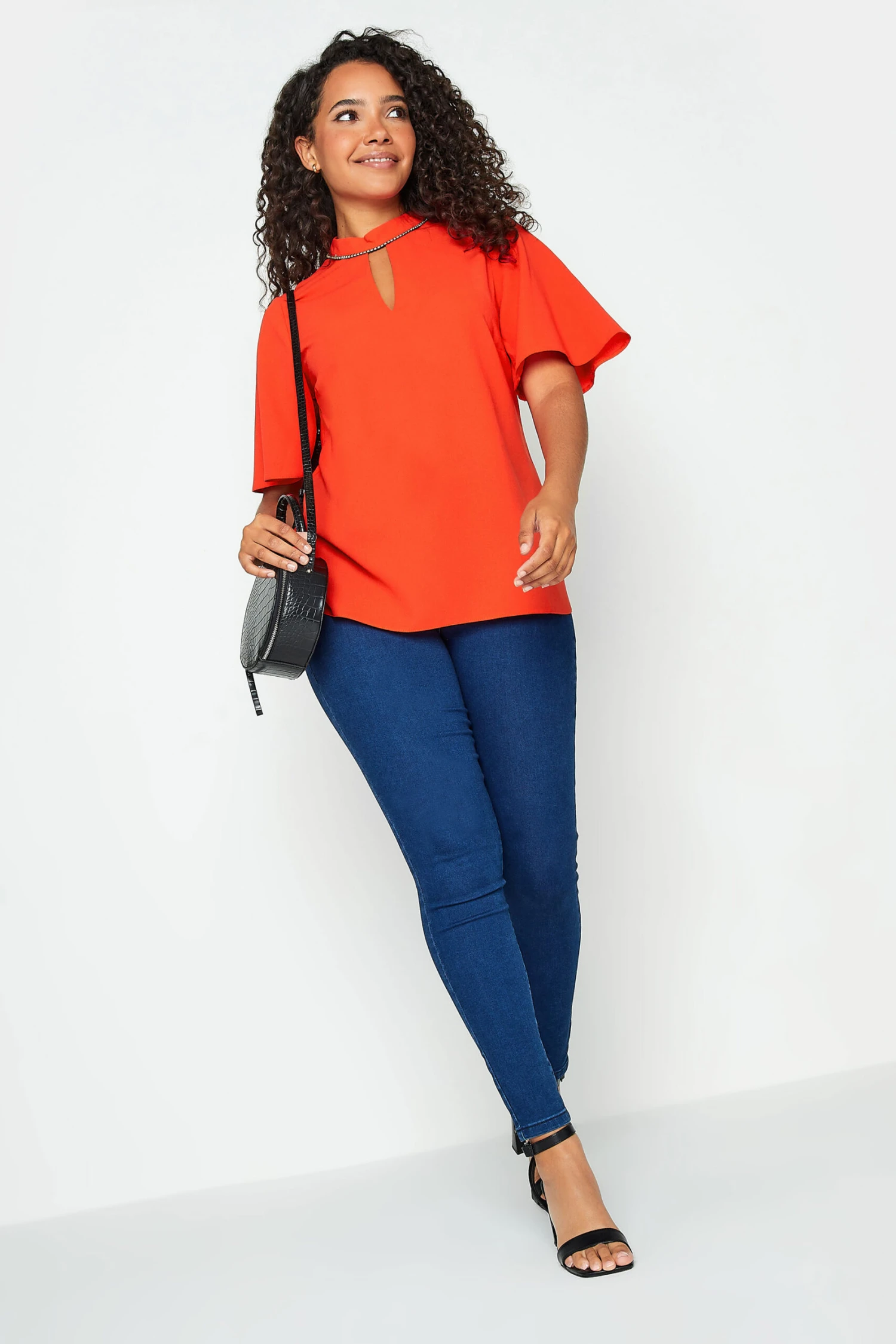 M&Co Red Keyhole Sequin Blouse 2 M&Co Red Keyhole Sequin Blouse - Image 2