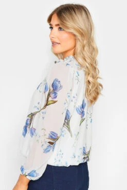 M&Co White Floral Print Tie Neck Blouse -M&Co Sales Store 10ba172d 133c 43 550675 C scaled