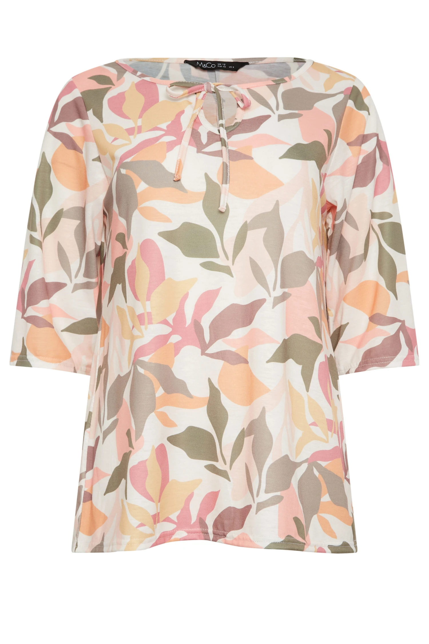 M&Co Beige Brown Floral Tie Front Top 6 M&Co Beige Brown Floral Tie Front Top - Image 6