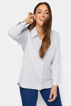 M&Co Grey Button Through Tunic Shirt