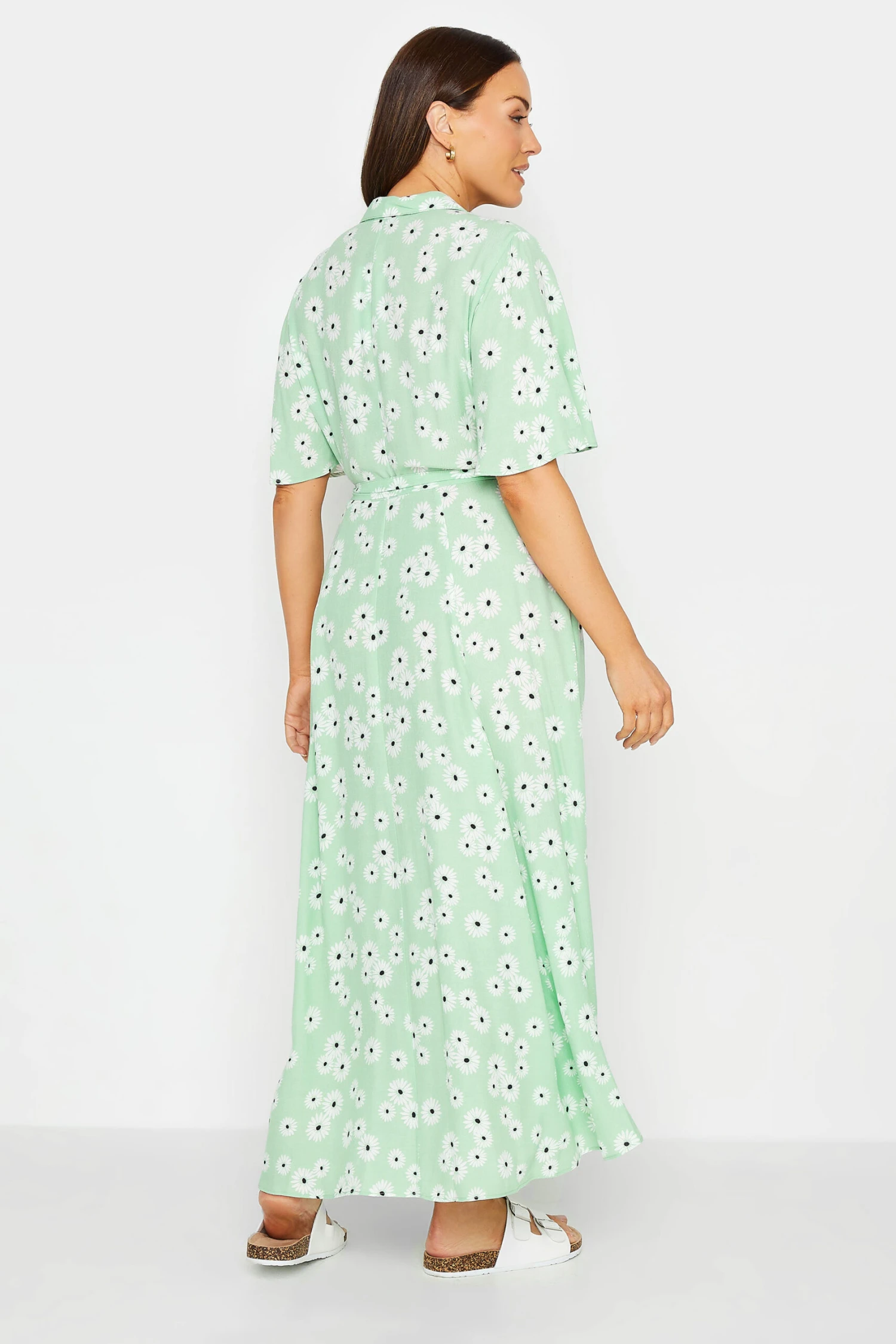 M&Co Mint Green Daisy Print Maxi Shirt Dress 3 M&Co Mint Green Daisy Print Maxi Shirt Dress - Image 3