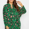 M&Co Dark Green Leopard Print Blouse