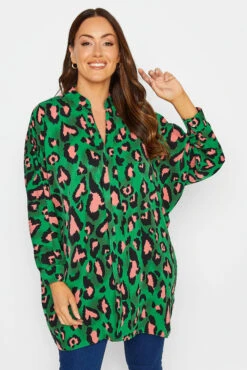 M&Co Dark Green Leopard Print Blouse