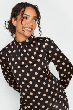M&Co Black Polka Dot Print High Neck Tunic Blouse -M&Co Sales Store 14139137 c888 43 550022 D scaled