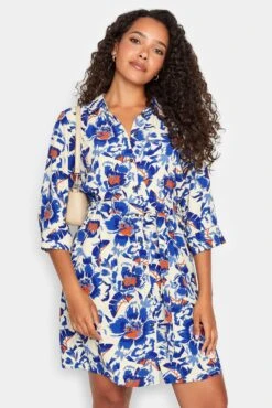 M&Co White Floral Print Tie Tunic Shirt Dress
