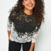 M&Co Black & White Floral Lace Blouse