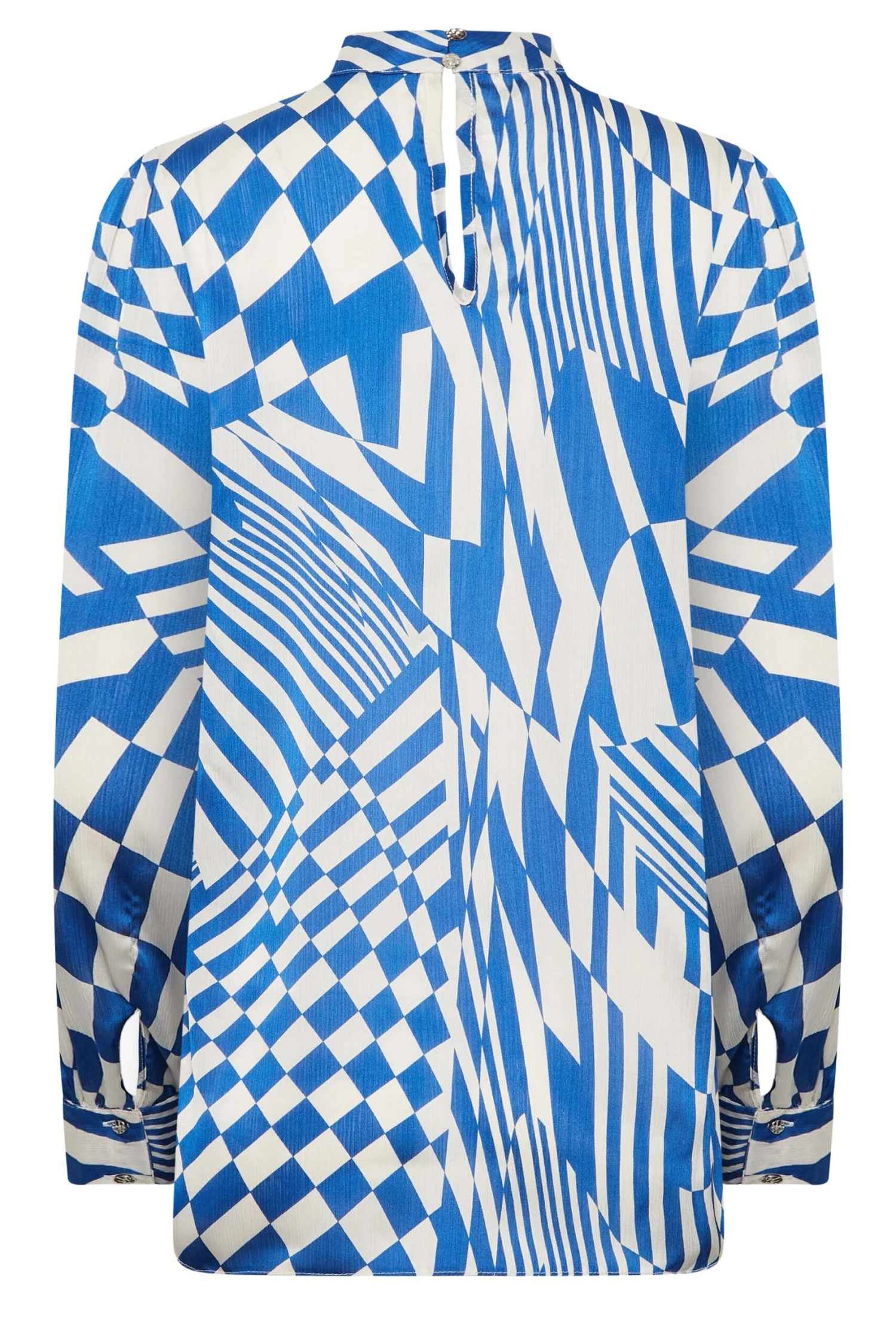 M&Co Blue Abstract Print High Neck Satin Blouse 7 M&Co Blue Abstract Print High Neck Satin Blouse - Image 7