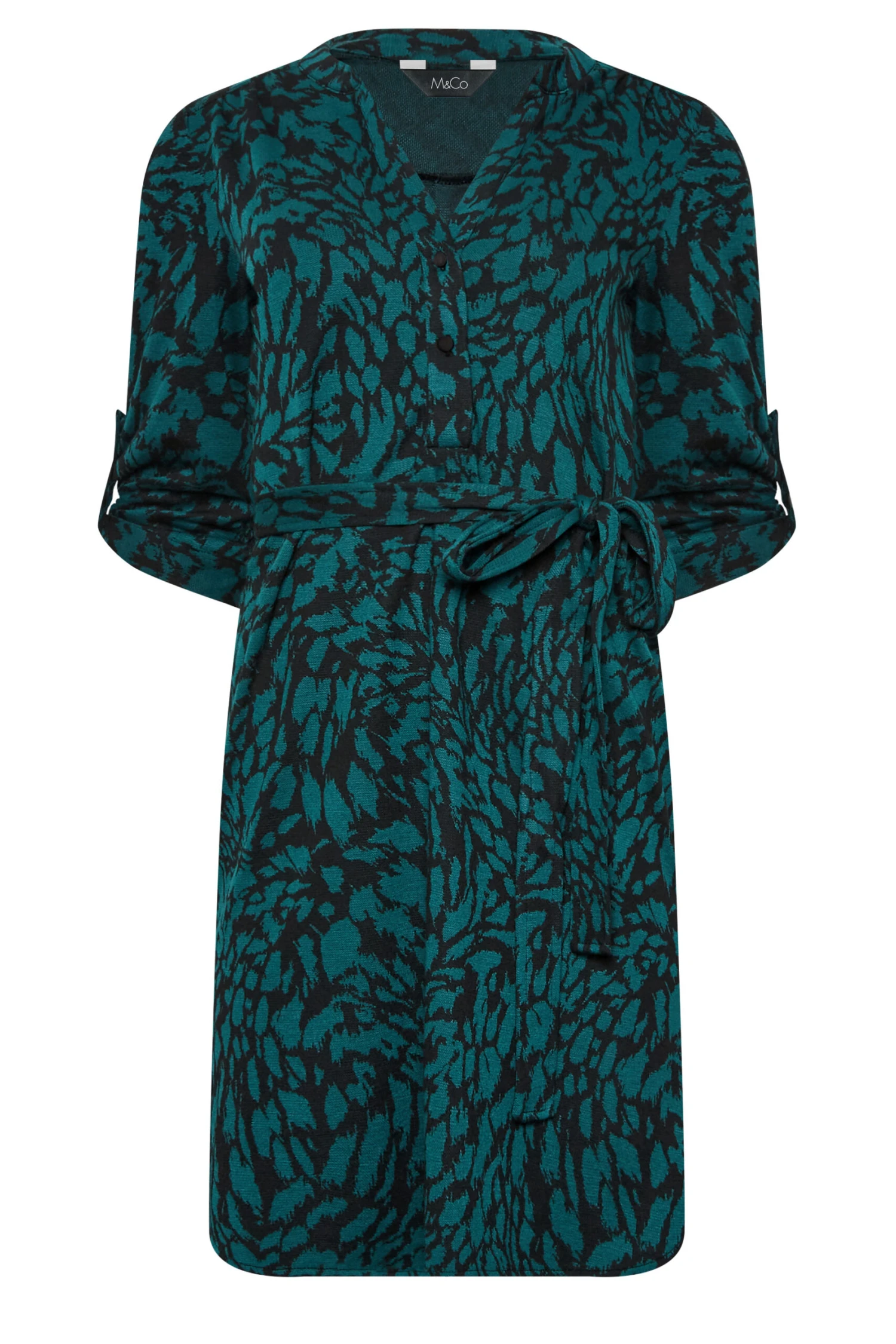 M&Co Green Animal Print Tie Waist Tunic Dress 6 M&Co Green Animal Print Tie Waist Tunic Dress - Image 6