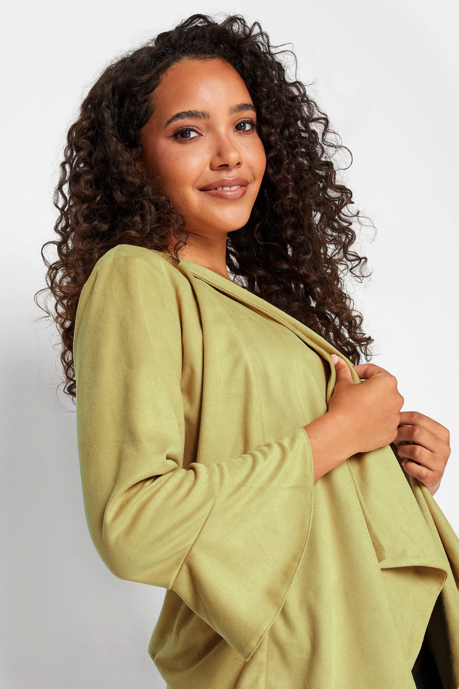 M&Co Mustard Yellow Suedette Waterfall Jacket 4 M&Co Mustard Yellow Suedette Waterfall Jacket - Image 4