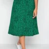 M&Co Green Animal Print Jersey Midi Skirt