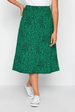 M&Co Green Animal Print Jersey Midi Skirt