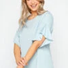 M&Co Light Blue Frill Sleeve Blouse