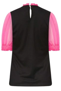 M&Co Black & Pink Contrast Sleeve Blouse -M&Co Sales Store 1ab36e27 35af 48 550259 Y scaled