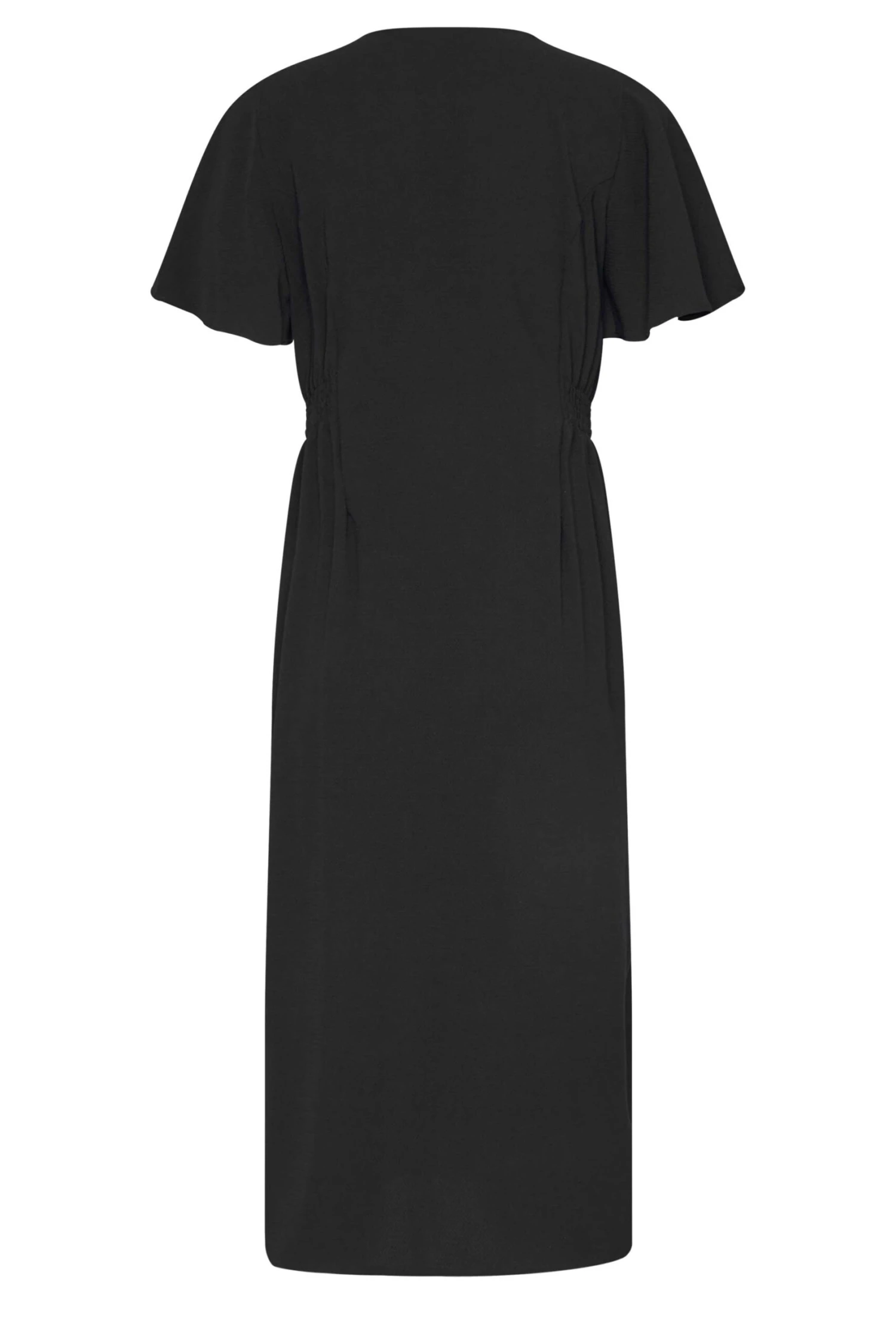 M&Co Black Shirred Waist Button Through Midi Dress 7 M&Co Black Shirred Waist Button Through Midi Dress - Image 7