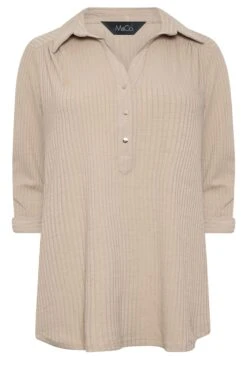 M&Co Beige Brown Ribbed V-Neck Shirt 12 M&Co Beige Brown Ribbed V-Neck Shirt -M&Co Sales Store 1b05d560 4d8b 4e 550120 X scaled