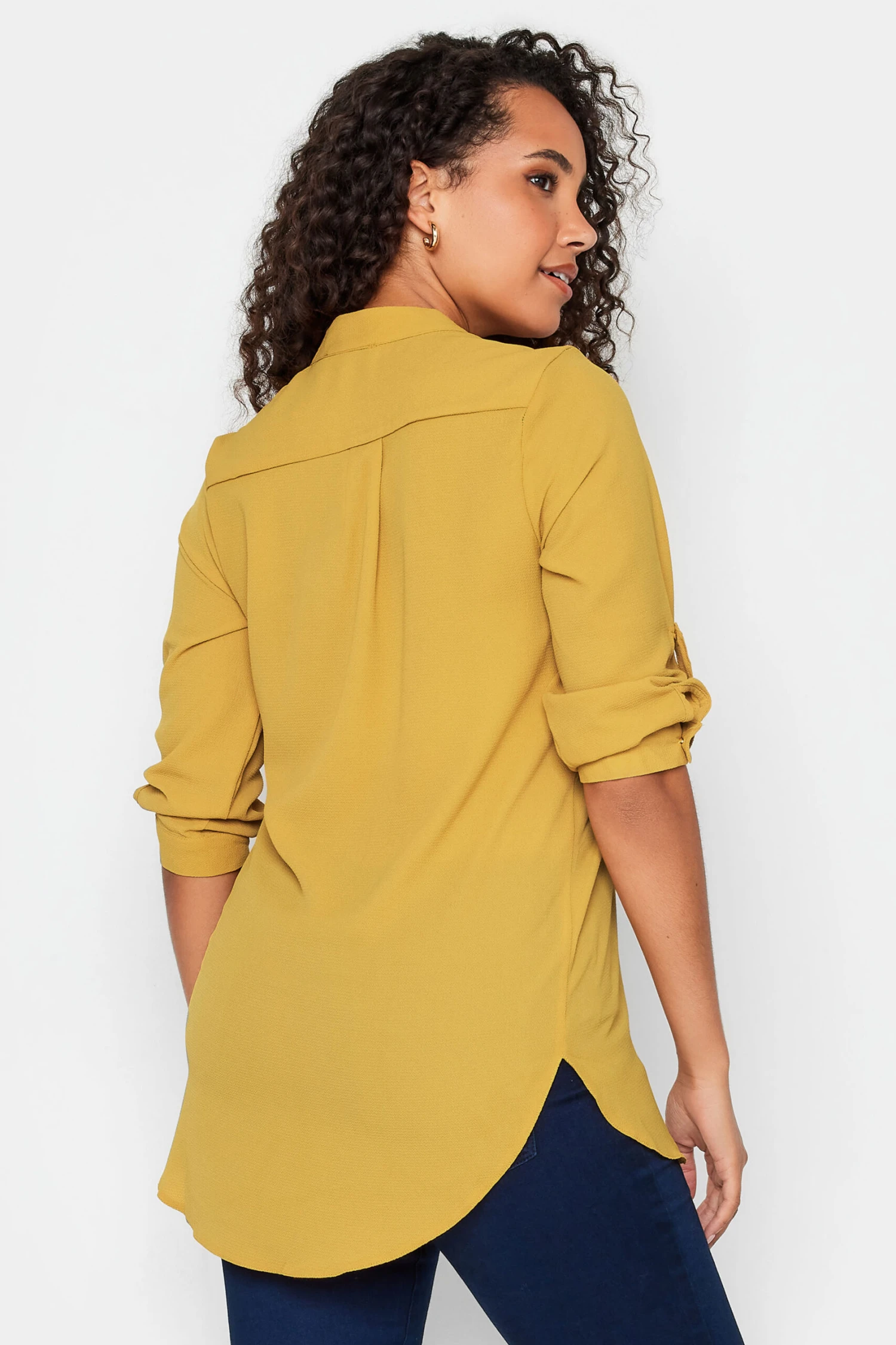 M&Co Mustard Yellow Tab Sleeve Blouse 3 M&Co Mustard Yellow Tab Sleeve Blouse - Image 3