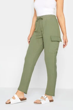 M&Co Khaki Green Cargo Slim Leg Trousers