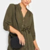 M&Co Khaki Green Tie Waist Blouse