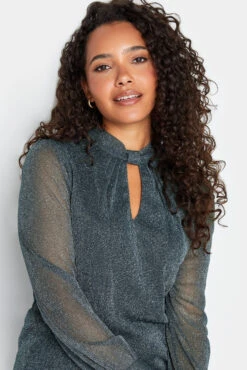 M&Co Grey Shimmer Keyhole Blouse -M&Co Sales Store 1ec3081f bf86 45 550272 D scaled