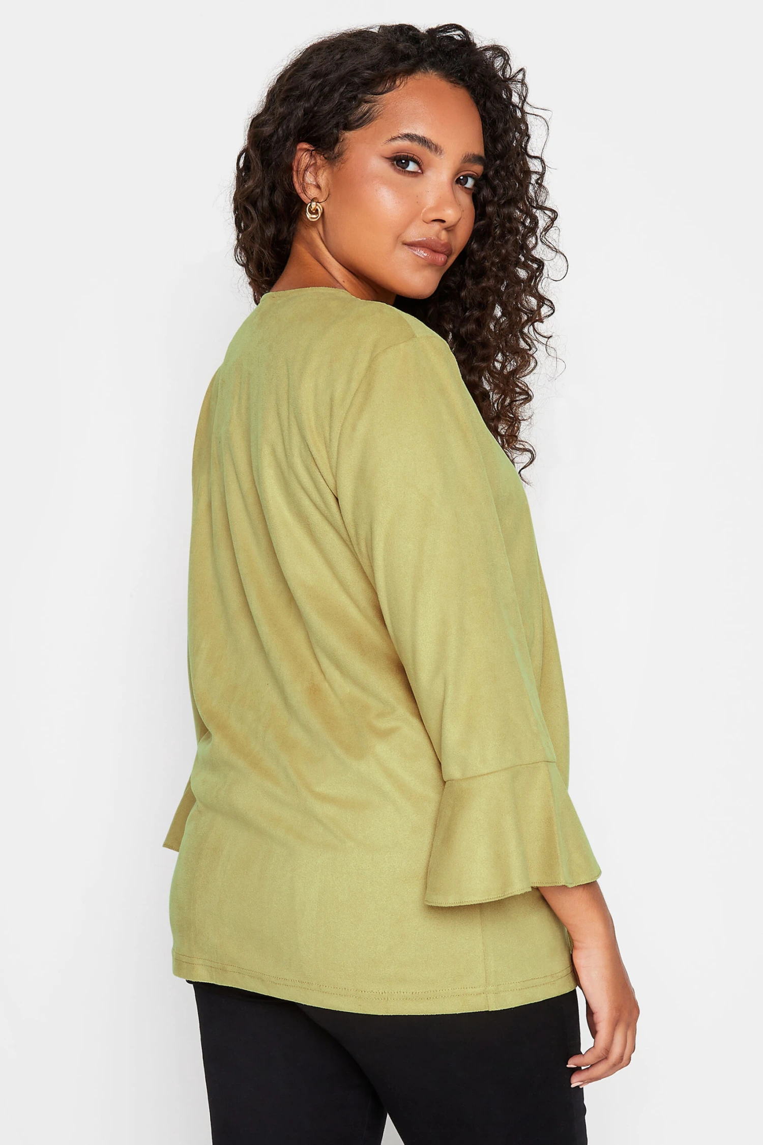 M&Co Mustard Yellow Suedette Waterfall Jacket 3 M&Co Mustard Yellow Suedette Waterfall Jacket - Image 3