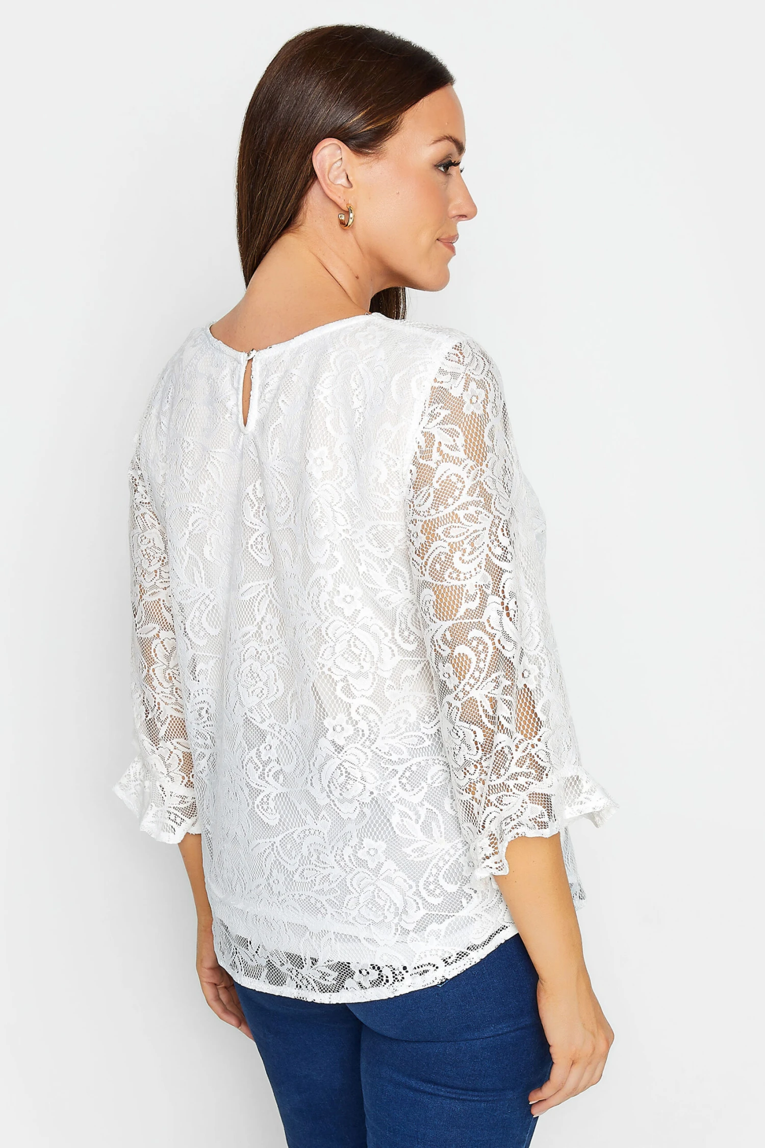 M&Co White Floral Lace Long Sleeve Blouse 3 M&Co White Floral Lace Long Sleeve Blouse - Image 3