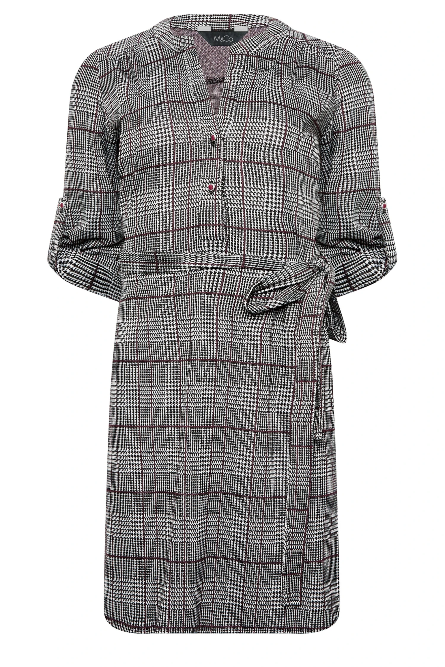 M&Co Grey Check Tie Waist Tunic Dress 6 M&Co Grey Check Tie Waist Tunic Dress - Image 6